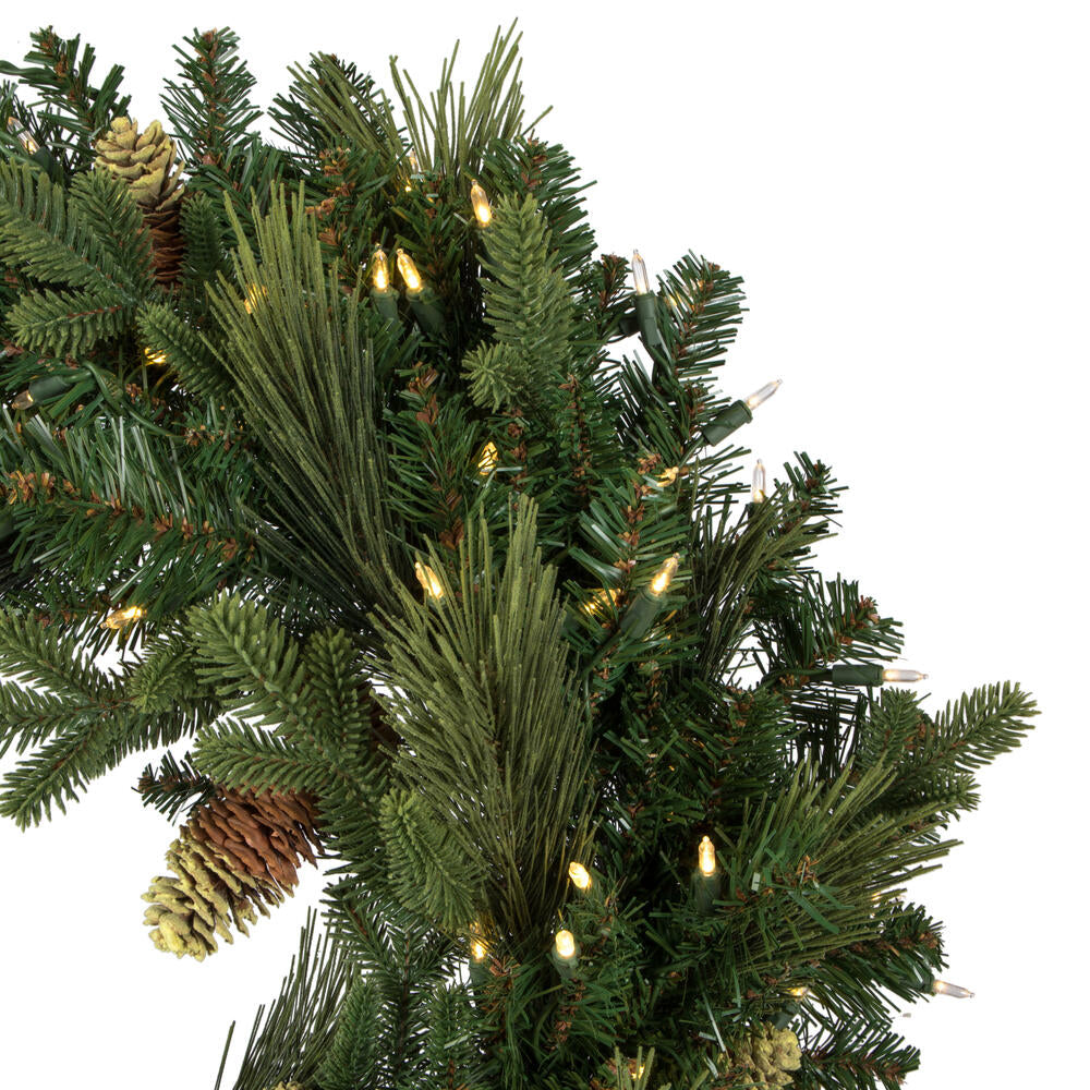 Vickerman 30" Emerald Mixed Fir Artificial Christmas Wreath Dura-Lit® Clear Mini Lights