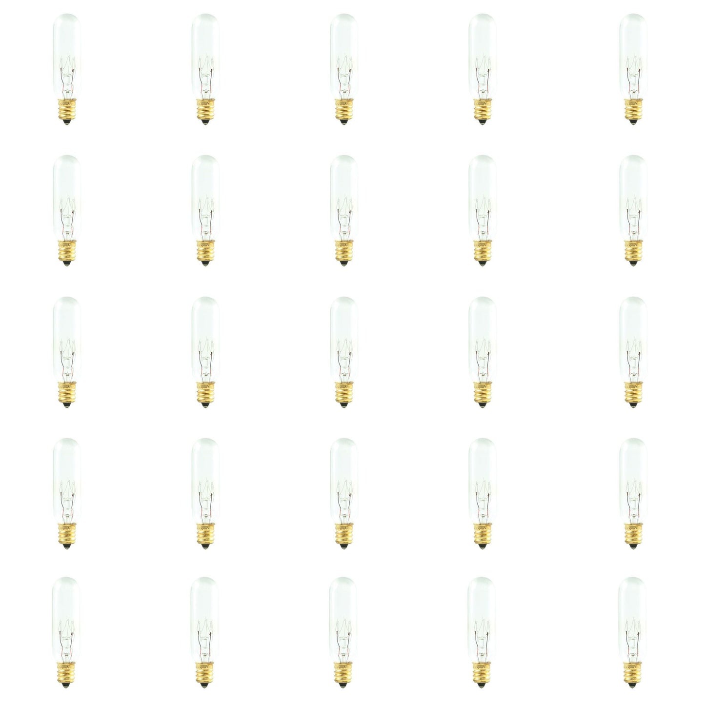 BULBRITE INCANDESCENT T6 CANDELABRA SCREW (E12) 15W DIMMABLE LIGHT BULB 2700K/WARM WHITE 25PK (707115)