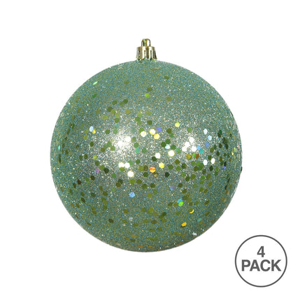 Vickerman 4.75" Seafoam Sequin Ball Ornament 4 per Bag