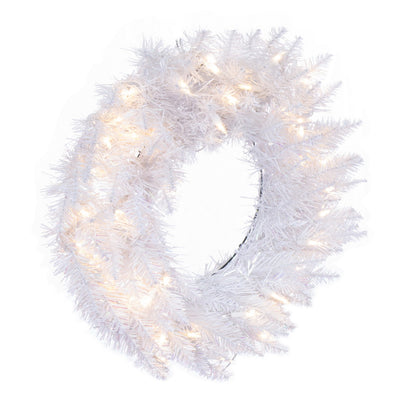 Vickerman 24" Sparkle White Spruce Artificial Christmas Wreath Pure White LED Lights