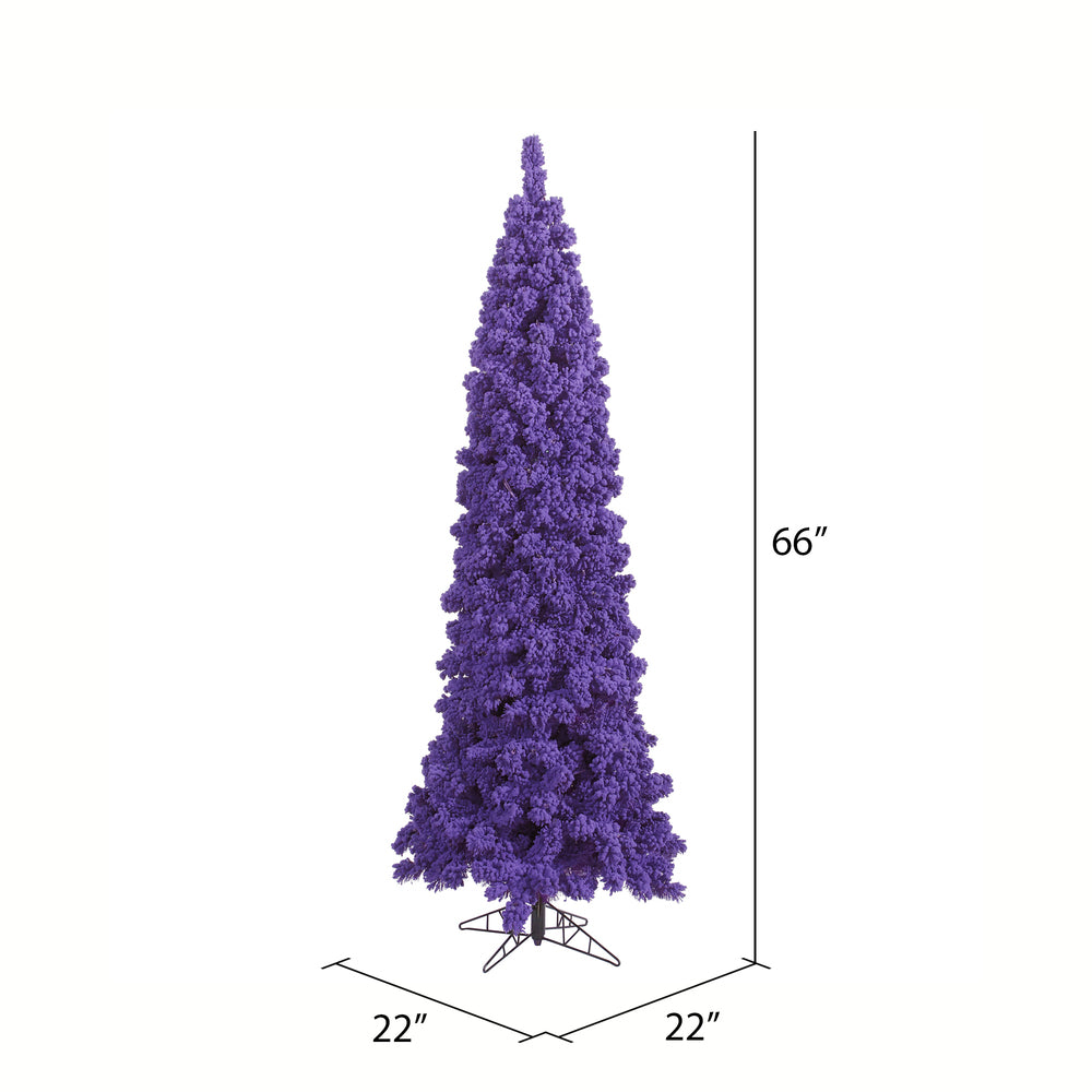 Vickerman 5.5' Flocked Purple Pencil Fir Artificial Christmas Tree Unlit