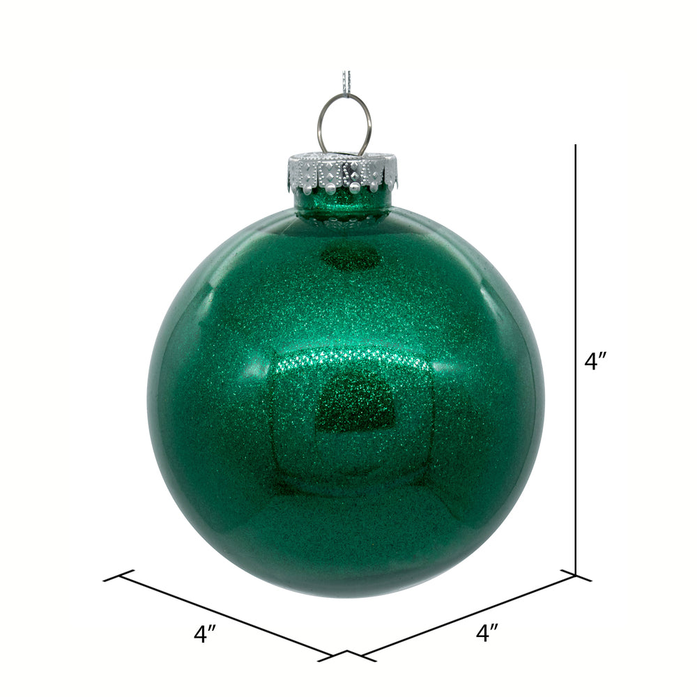 Vickerman 4" Clear Ball Christmas Ornament with Seafoam Glitter Interior 6 Pieces per bag