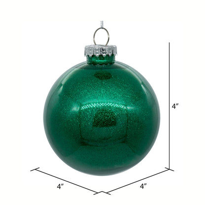 Vickerman 4" Clear Ball Christmas Ornament with Seafoam Glitter Interior 6 Pieces per bag
