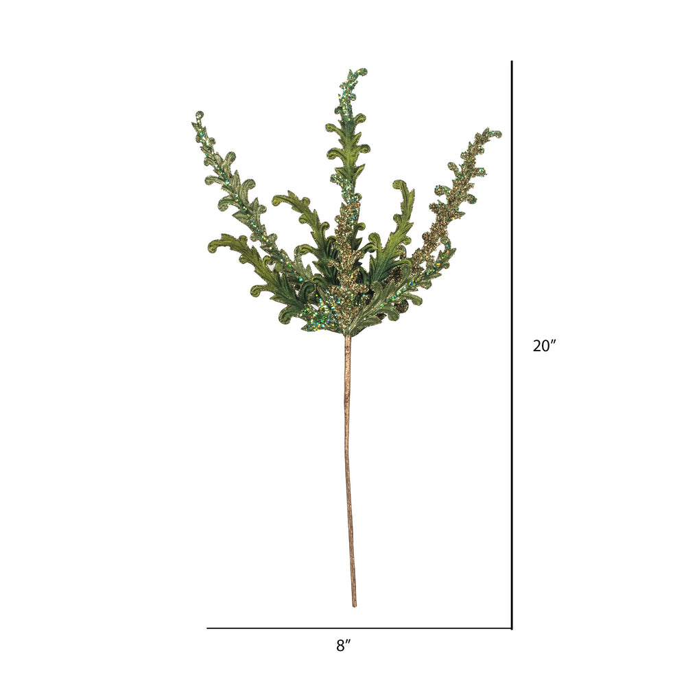 Vickerman 20" Green Petal Flower Artificial Christmas Spray. Includes 3 sprays per pack.