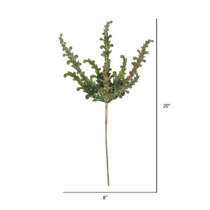 Vickerman 20" Green Petal Flower Artificial Christmas Spray. Includes 3 sprays per pack.