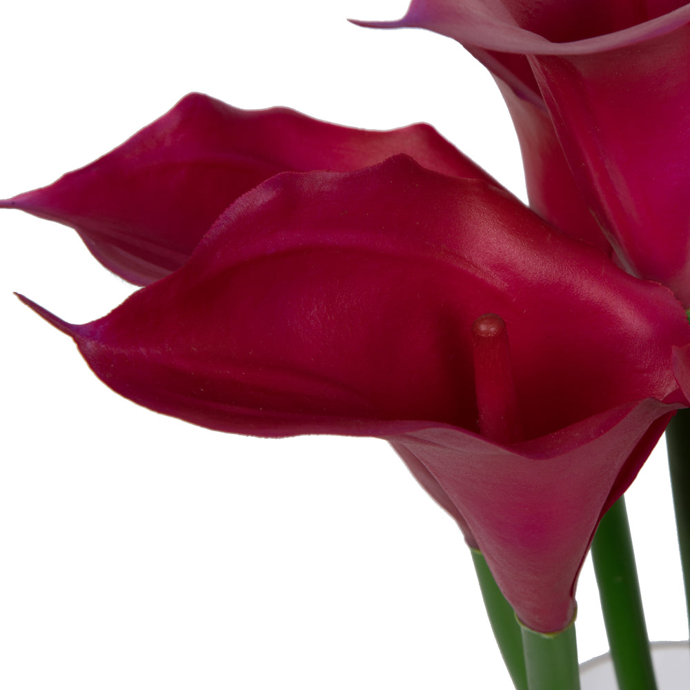 Vickerman Artificial 24" Purple Calla Lillies in Glass Vase.