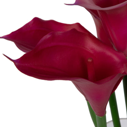 Vickerman Artificial 24" Purple Calla Lillies in Glass Vase.