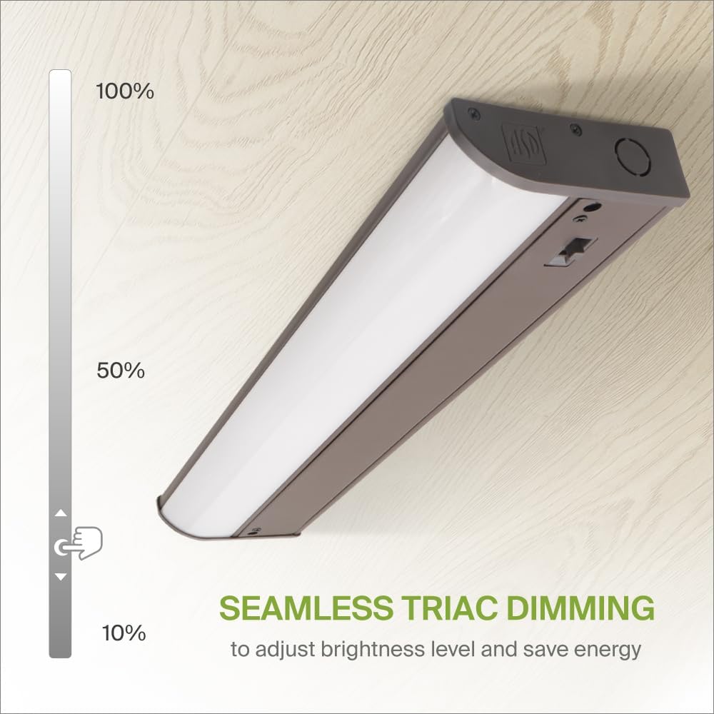 ASD Lighting LED Under Cabinet Bullnose 18" 8W 120V Dimmable CCT Selectable 3000/4000/5000K Hardwired, On/Off Switch, Oil Rubbed Bronze ETL Energy Star