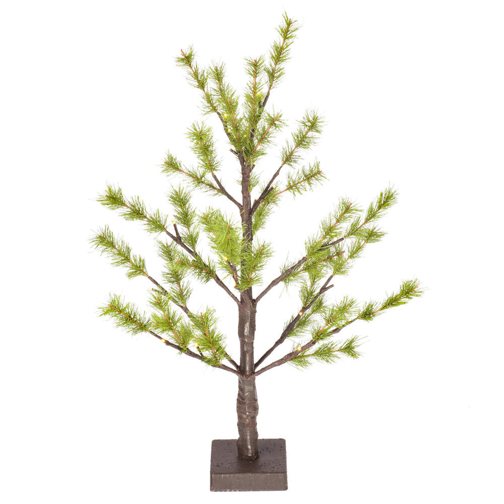 Vickerman 2' Green Mini Pine Twig Tree Battery Operated Warm White 3mm LED lights.