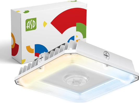 ASD Lighting LED Low-Profile Canopy with Q-base 70W 120-277V 0-10V Dimmable 140Lm/W 3000/4000/5000K White UL DLC Premium