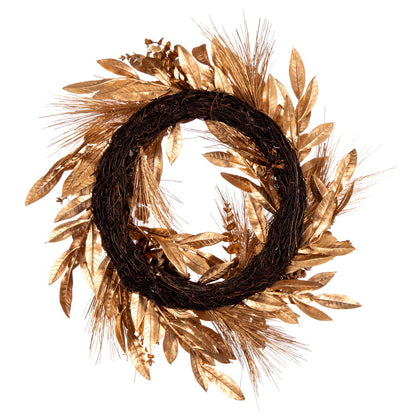 Vickerman 24" Artificial Gold Pinecone Needle Berry Christmas Wreath Unlit