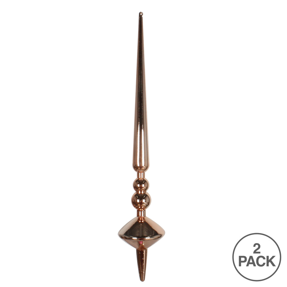 Vickerman 18" Rose Gold Shiny Cupola Finial Ornament Pack of 2