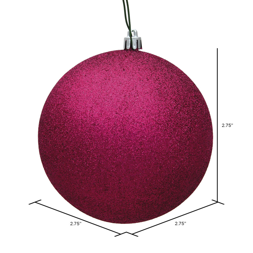 Vickerman 2.75" Fuchsia Glitter Ball Ornament 12 per Bag