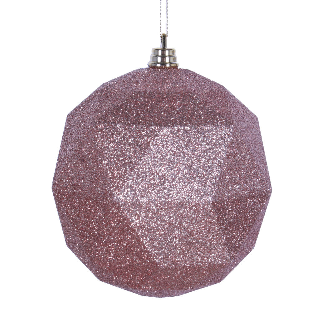 Vickerman 8" Café Latte Geometric Ball Ornament Featuring a Glitter Finish.