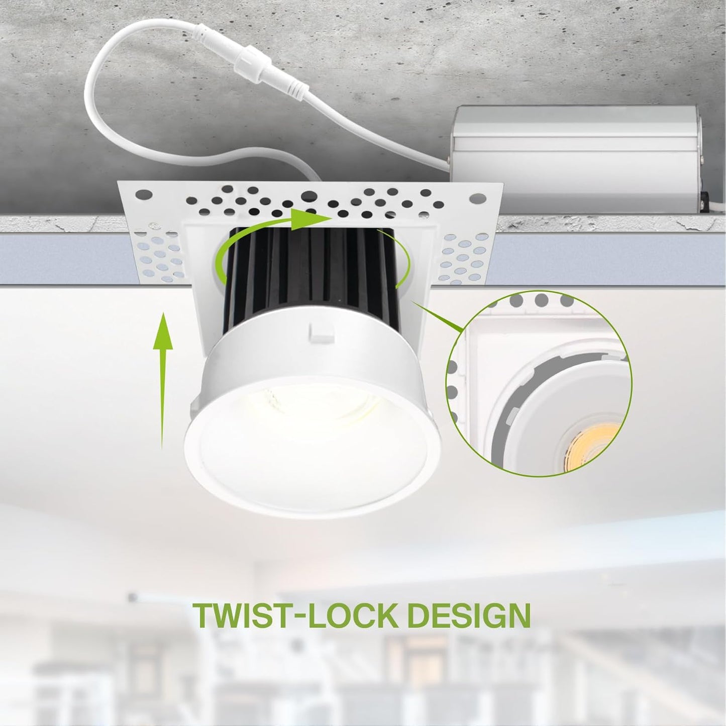 ASD Lighting LED Trimless Downlight Square 2inch 8W 120V Triac 2700/3000/3500/4000/5000K White ETL Energy Star
