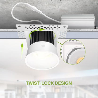 ASD Lighting LED Trimless Downlight Square 2inch 8W 120V Triac 2700/3000/3500/4000/5000K White ETL Energy Star