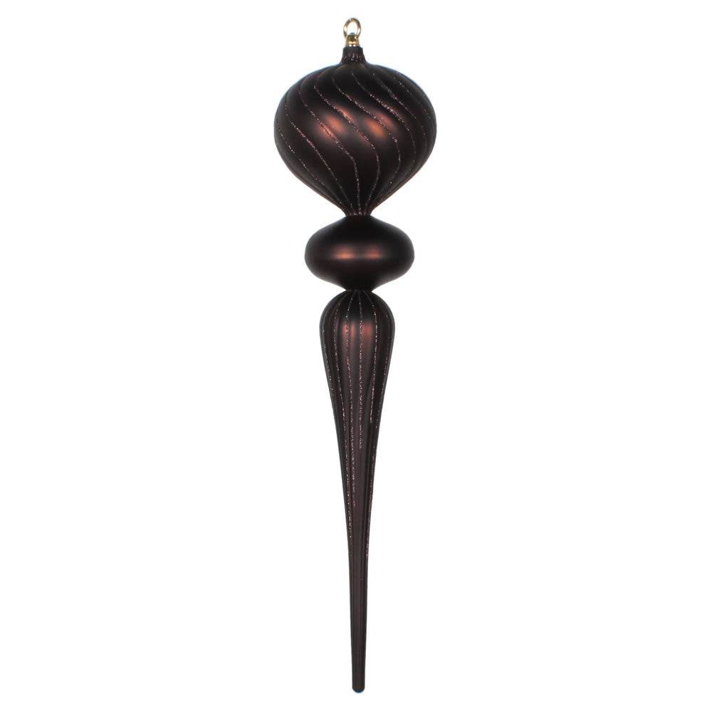 Vickerman 25" Chocolate Matte Glitter Finial Ornament. This ornament is the perfect addition to any holiday decorating project.