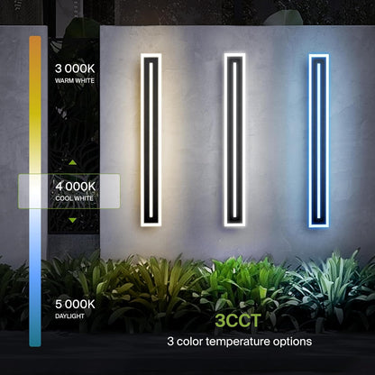 ASD Lighting LED Outdoor Wall Sconce with Center Light 48" 36W 120-277V CCT Selectable 3000/4000/5000K Dimmable Black ETL