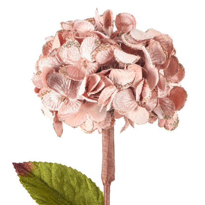 Vickerman 17" Artificial Rose Gold Hydrangea Christmas Spray 3 per bag