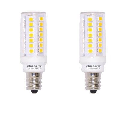 BULBRITE LED T6 CANDELABRA SCREW (E12) 5W DIMMABLE CLEAR 3000K/SOFT WHITE LIGHT 60W INCANDESCENT EQUIVALENT 2PK (770632)