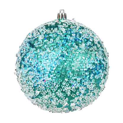 Vickerman 6" Teal Glitter Hail Ball Ornament 4 per Bag