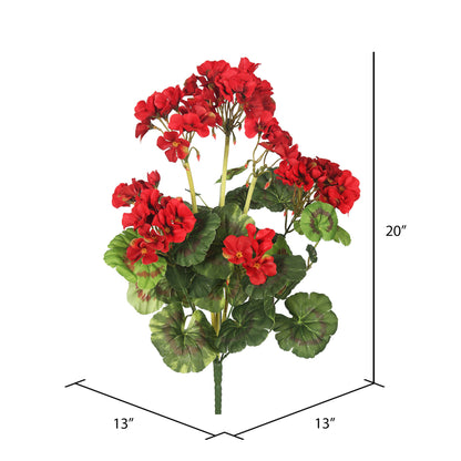 Vickerman 20" Artificial Red Geranium Bush 4 per Pack.