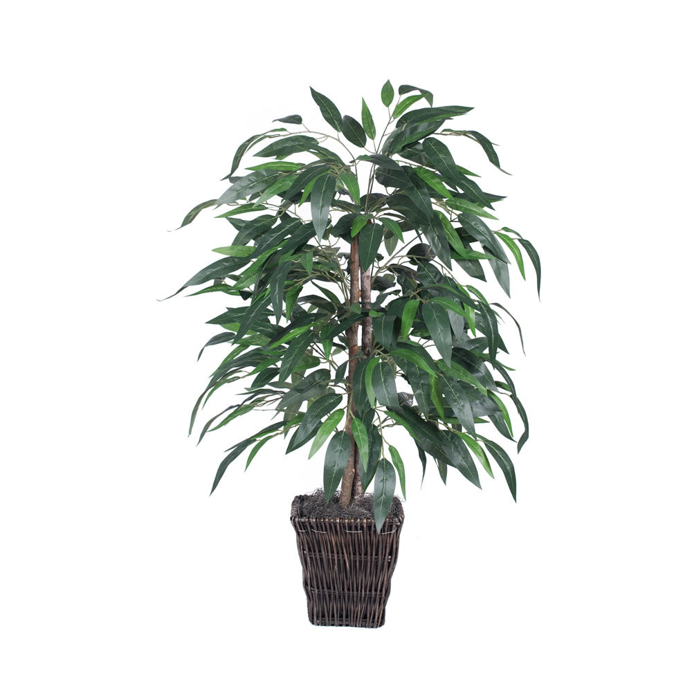 Vickerman 4' Artificial Mango Bush Square Willow Basket.