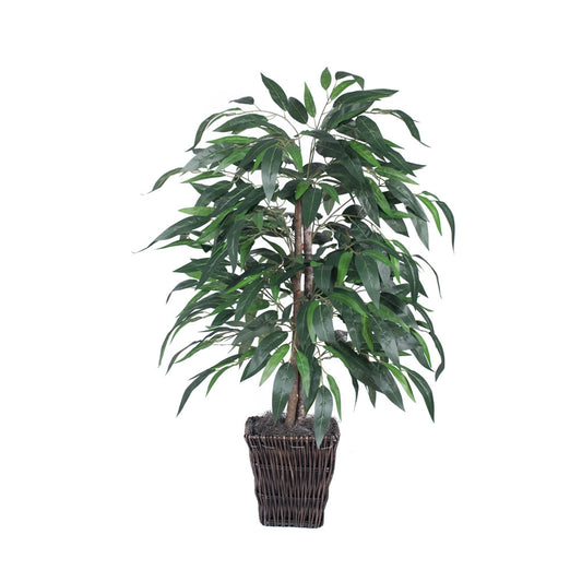 Vickerman 4' Artificial Mango Bush Square Willow Basket.