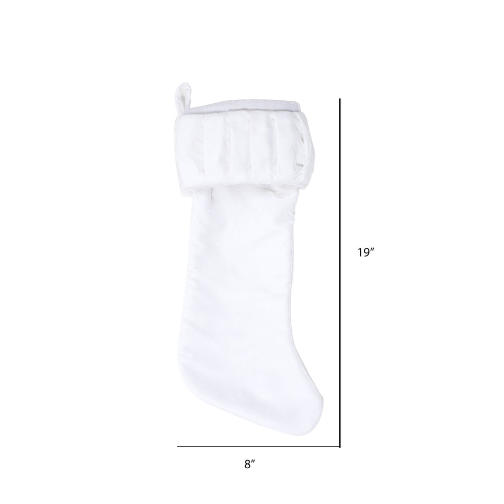 Vickerman 8" x 19" Plush White Velvet Christmas Stocking