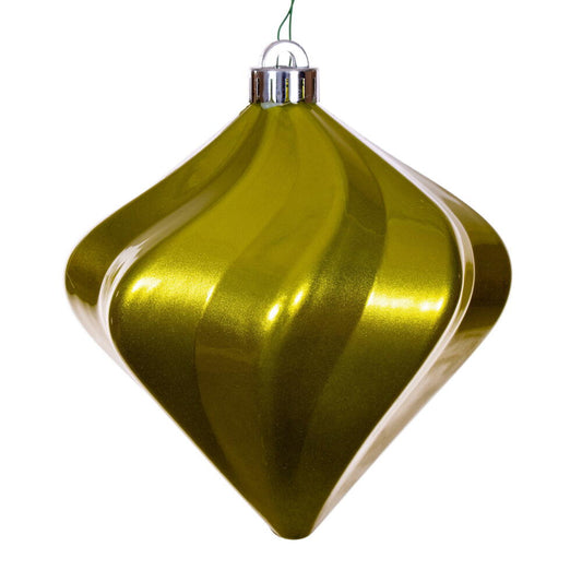 Vickerman 6" Lime Swirl Diamond UV Candy Christmas Ornament Set of 3