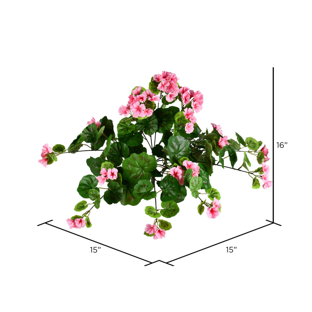 Vickerman 16" Artificial Pink Hanging Geranium Bush.