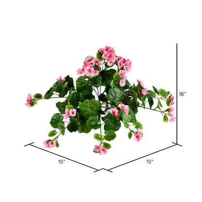 Vickerman 16" Artificial Pink Hanging Geranium Bush.