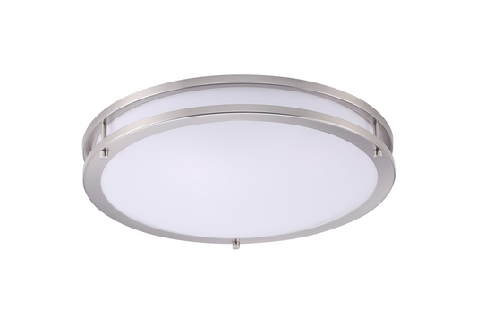 ASD Lighting LED Double Ring Flushmount 14inch 21W 120-277V Triac 3000/4000/5000K Nickel ETL