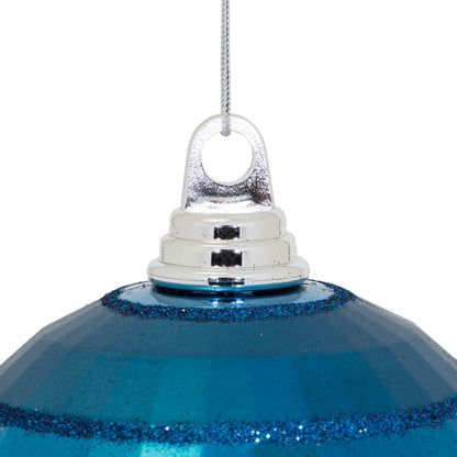 Vickerman 5.5" Midnight Blue Shiny and Matte Mirror Ball Christmas Ornament with Glitter Accents
