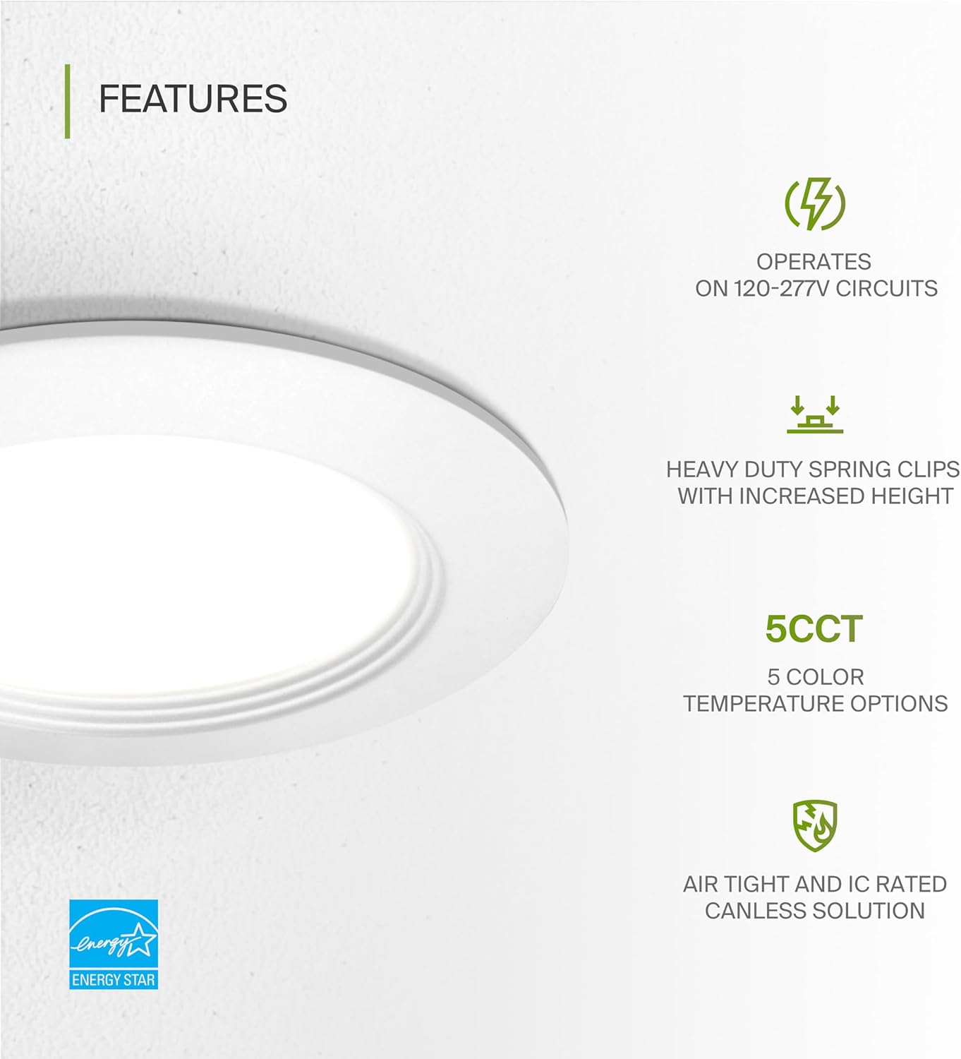 ASD Lighting LED Recessed Mini Panel Round 4inch 12W 120-277V 0-10V Dimmable 2700/3000/3500/4000/5000K with Baffle Trim White ETL Energy Star
