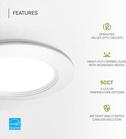 ASD Lighting LED Recessed Mini Panel Round 4inch 12W 120-277V 0-10V Dimmable 2700/3000/3500/4000/5000K with Baffle Trim White ETL Energy Star