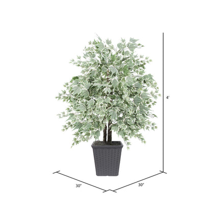 Vickerman 4' Artificial Silver Maple Bush Gray Square Plastic Container