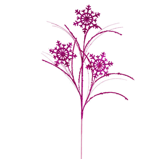 Vickerman 31" Hot Pink Snowflake Glitter Spray 6 per bag.