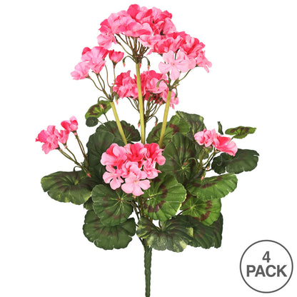 Vickerman Artificial 20" Pink Geranium Bush 4 per Pack.