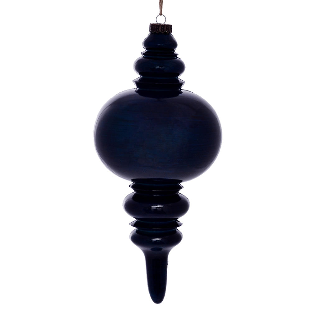 Vickerman 13" Midnight Blue Wood Grain Finial Ornament