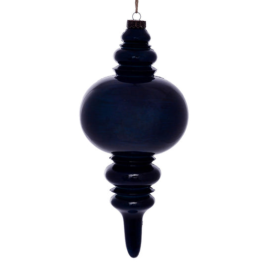 Vickerman 13" Midnight Blue Wood Grain Finial Ornament