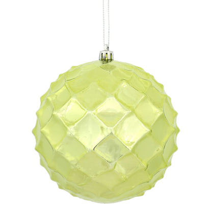 Vickerman 4.75" Lime Shiny Diamond Bauble Ornament 4 per Bag