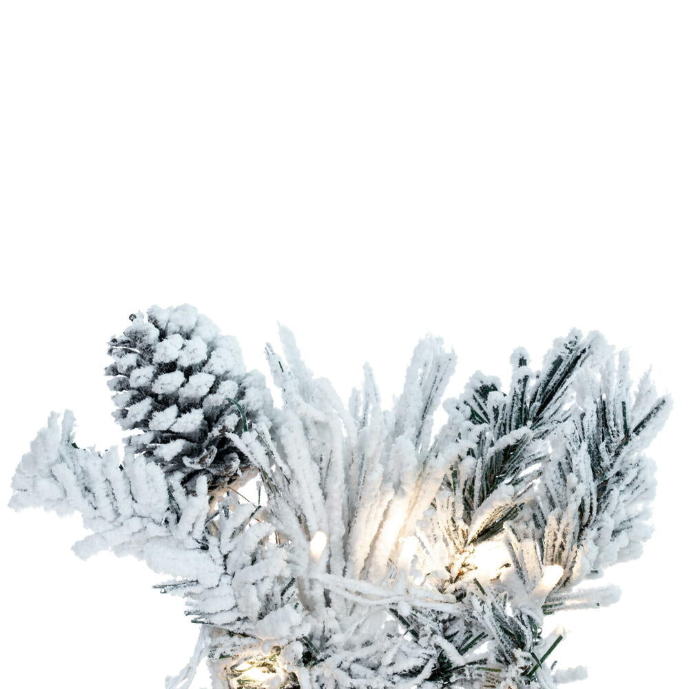 Vickerman 9' x 14" Flocked Atka Artificial Christmas Garland Warm White LED lights.