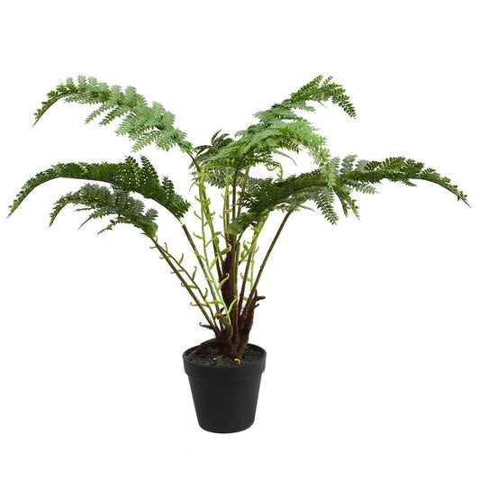 Vickerman 20" Artificial Green Fern in Round Black Pot.
