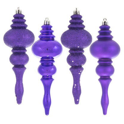 Vickerman 7" Purple 4-Finish Finial Ornament 8 per Box