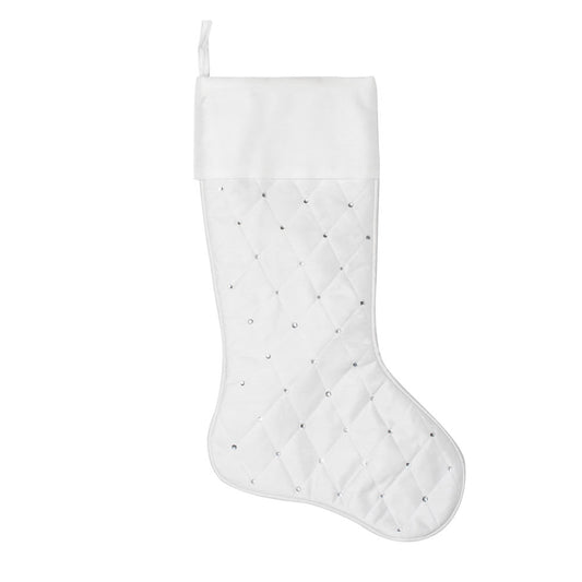 Vickerman 21" Ivory Quilt Stitch Jewel Christmas Stocking