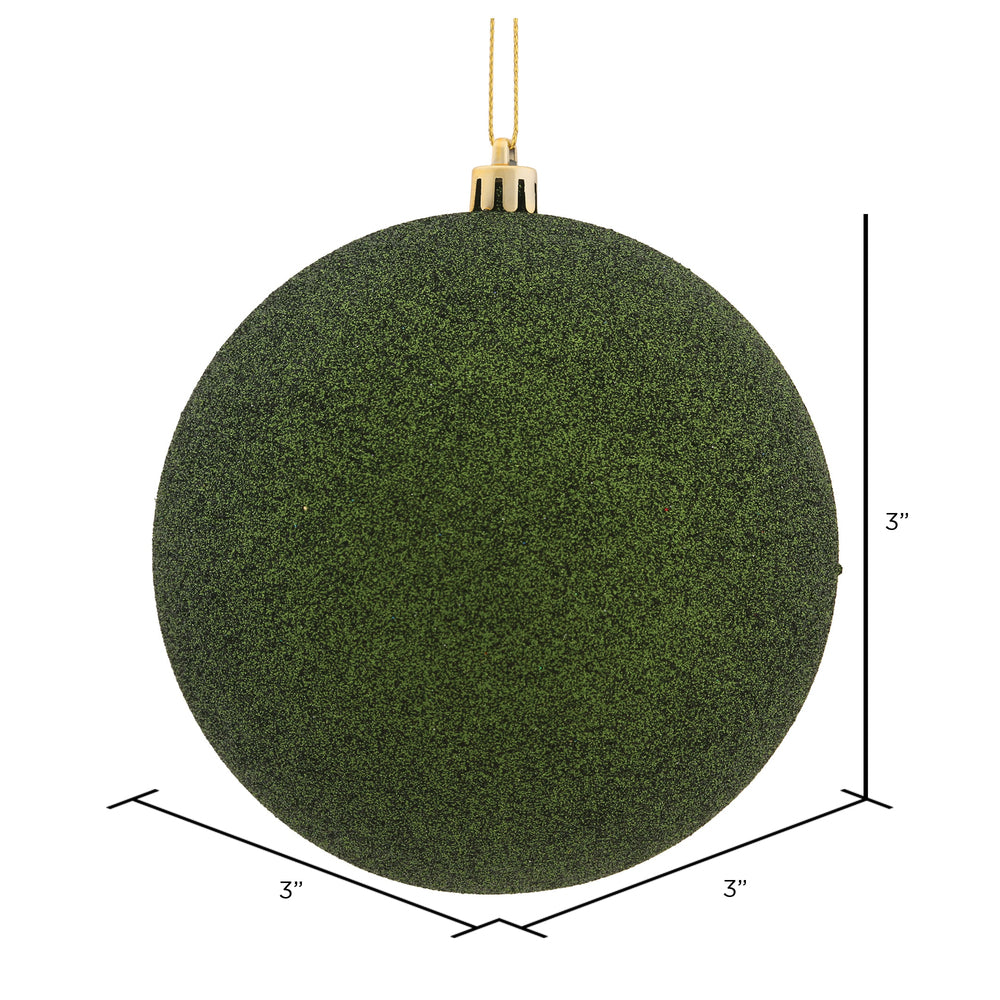 Vickerman 3" Moss Green Glitter Ball Ornament 12 per Bag