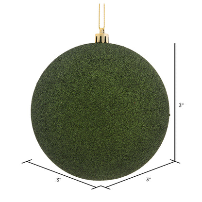 Vickerman 3" Moss Green Glitter Ball Ornament 12 per Bag