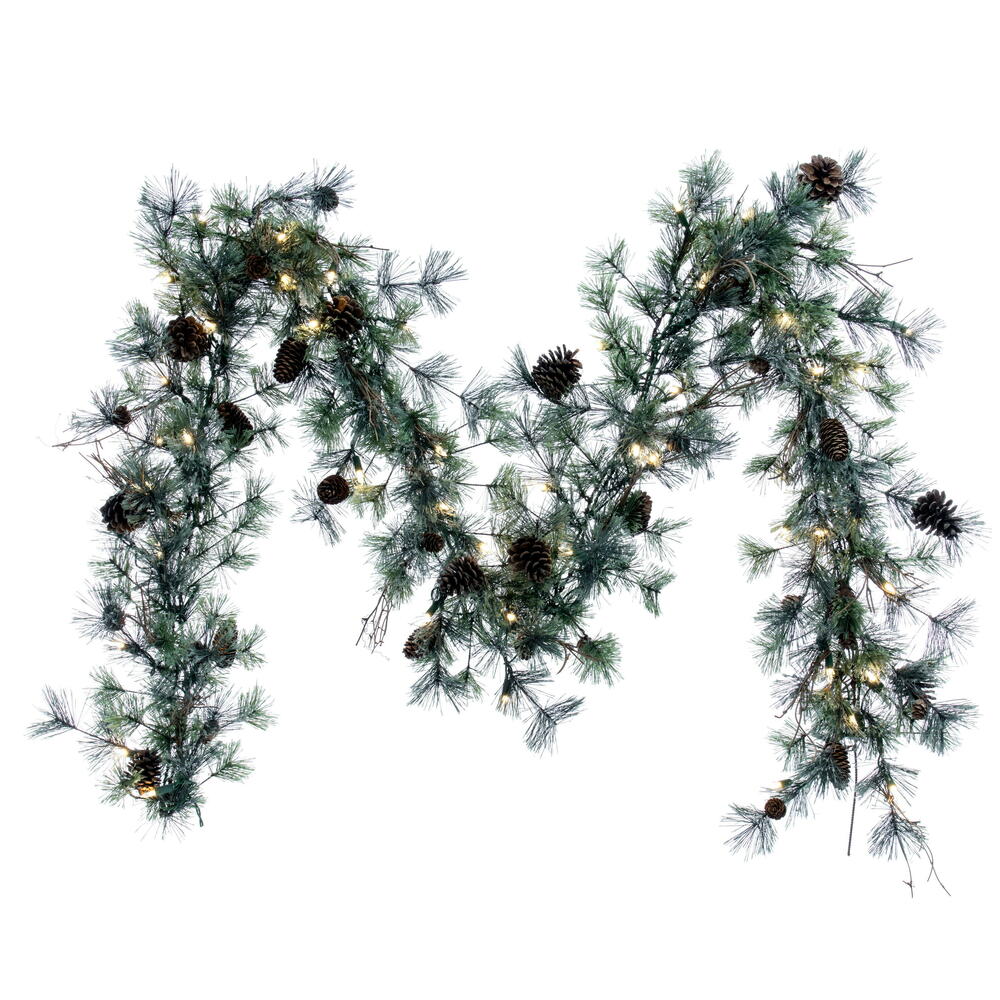 Vickerman 9' Dakota Artificial Christmas Garland Warm White Dura-lit LED Mini Lights