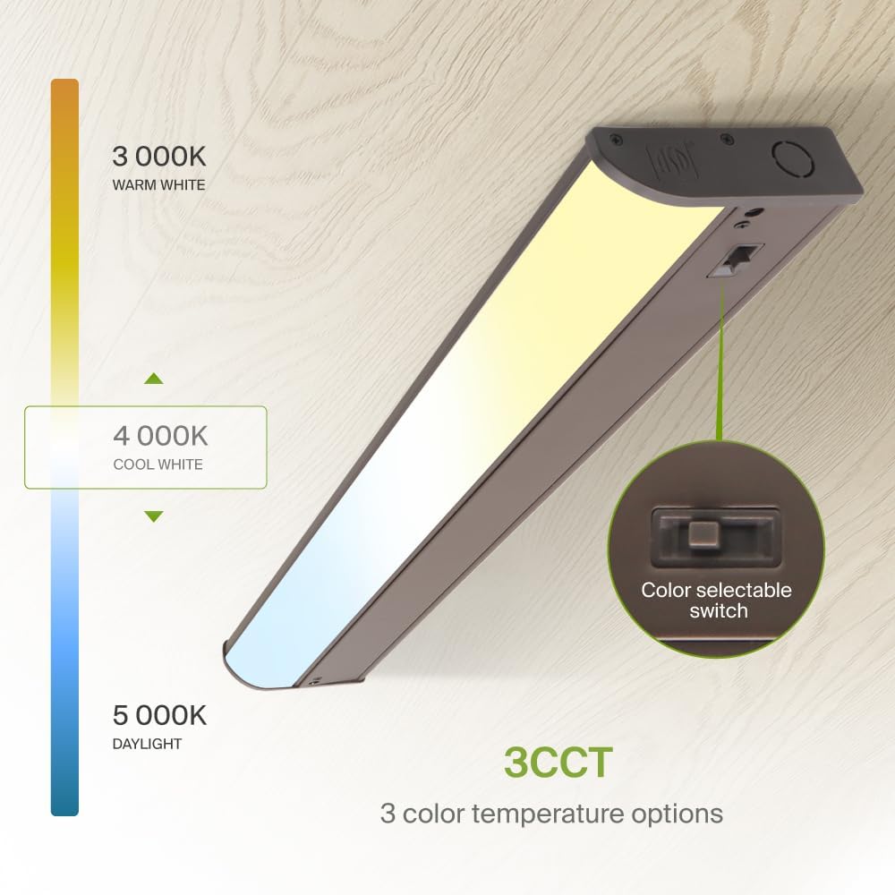 ASD Lighting LED Under Cabinet Bullnose 24" 12W 120V Dimmable CCT Selectable 3000/4000/5000K Hardwired, On/Off Switch, Oil Rubbed Bronze ETL Energy Star